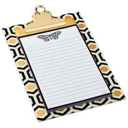 Classic Black and Gold Geometric Butterfly Clipboard, Classic Black and Gold Geometric Butterfly Clipboard, , large