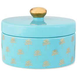 Haute Girls™ Paradise Palm Trees Lidded Ceramic Box, Haute Girls™ Paradise Palm Trees Lidded Ceramic Box, , large