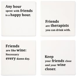 Friends and Wine Coasters, Set of 4, Friends and Wine Coasters, Set of 4, , large