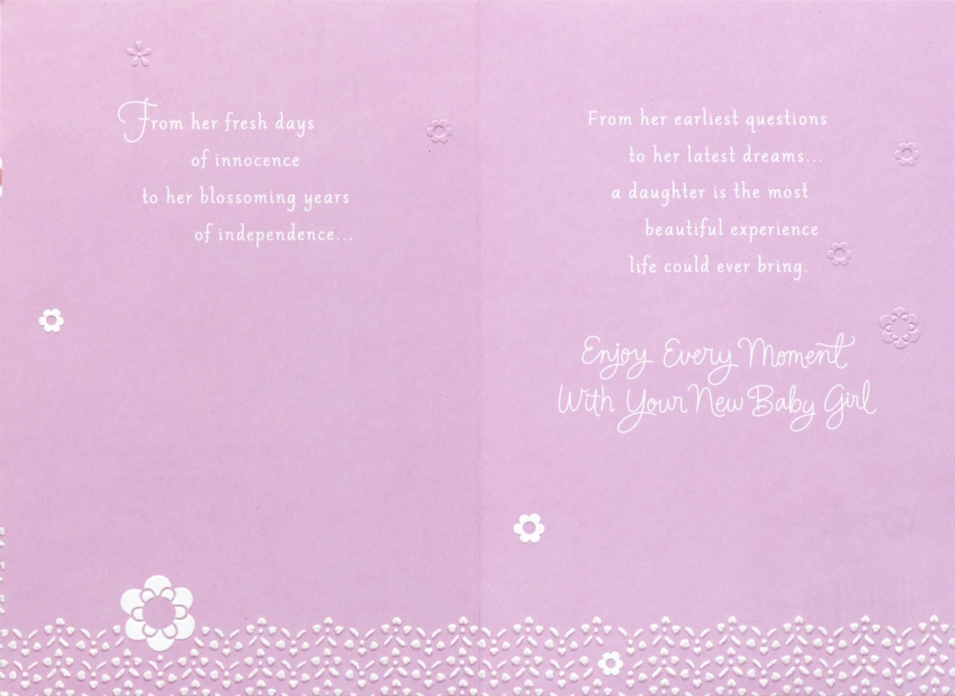 Pink Flowers and Swirls Baby Girl Congratulations Card Greeting Cards