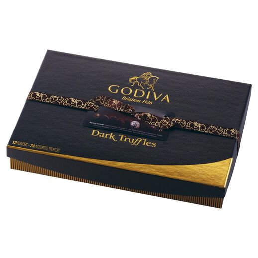 Godiva Chocolatier Dark Chocolate Truffles in Gift Box, 24 Pieces
