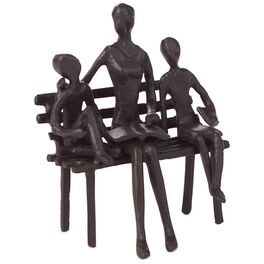 Mother With Children on Bench Metal Figurine, Mother With Children on Bench Metal Figurine, , large