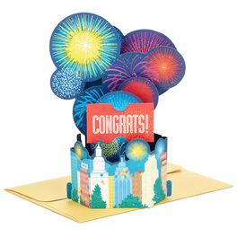Skyline Fireworks Pop Up Congratulations Card, Skyline Fireworks Pop Up Congratulations Card, , large