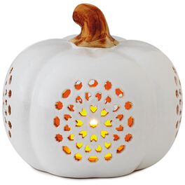 Small Pierced Ceramic Pumpkin Luminary, 6", Small Pierced Ceramic Pumpkin Luminary, 6", , large