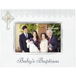 Baptism Wood Picture Frame With Cross, 4x6, Baptism Wood Picture Frame With Cross, 4x6, , large