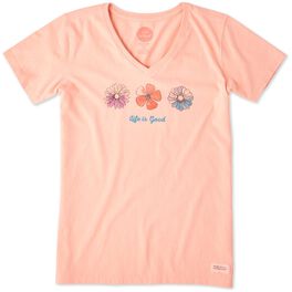 Life is Good® Women's 3 Flowers V-Neck T-Shirt, Life is Good® Women's 3 Flowers V-Neck T-Shirt, , large