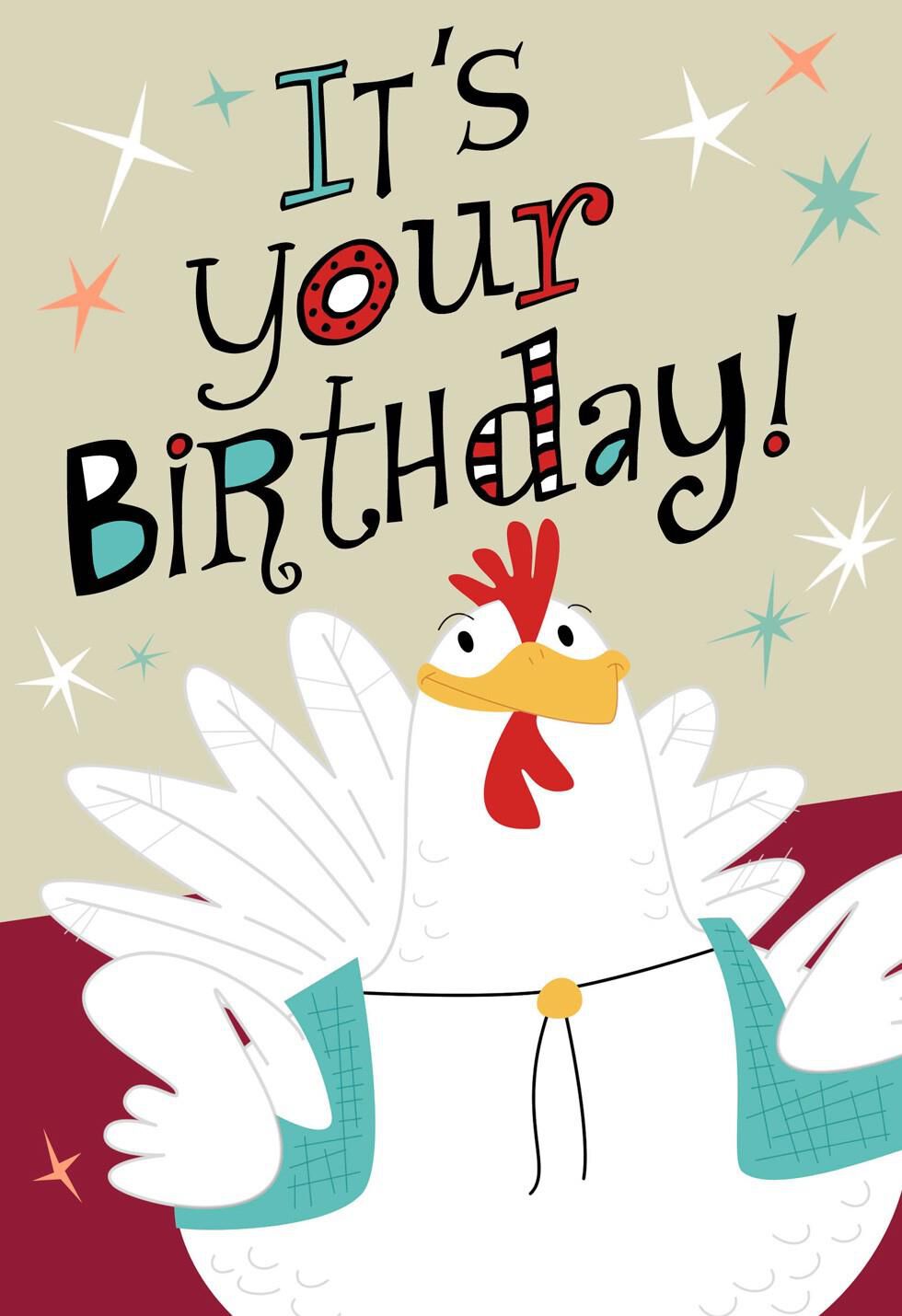 Chicken and Accordion Musical Birthday Card