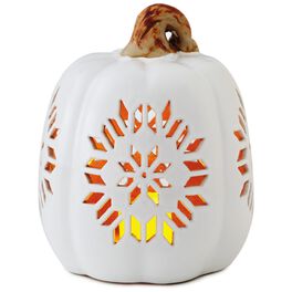 Large Pierced Ceramic Pumpkin Luminary, 7.5", Large Pierced Ceramic Pumpkin Luminary, 7.5", , large