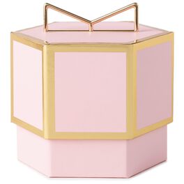 Pink With Gold Trim Small Gift Box, Pink With Gold Trim Small Gift Box, , large