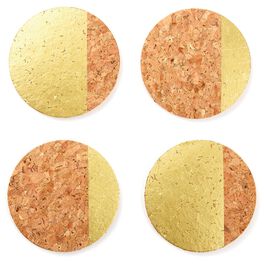 Metallic Gold Accented Cork Coasters, Set of 4, Metallic Gold Accented Cork Coasters, Set of 4, , large