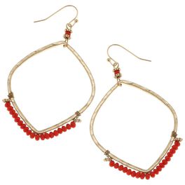 Orange Beaded Hoop Earrings, Orange Beaded Hoop Earrings, , large
