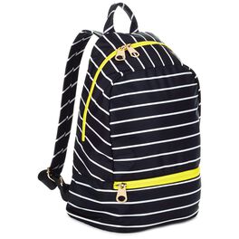 Mark & Hall Black and White Stripe Nylon Backpack, Mark & Hall Black and White Stripe Nylon Backpack, , large