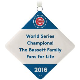 Chicago Cubs™ Ceramic Personalized Ornament with Text, Diamond-Shaped, Chicago Cubs™ Ceramic Personalized Ornament with Text, Diamond-Shaped, , large
