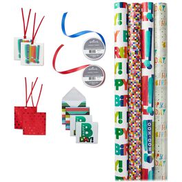 Colorful Birthday Gift Wrap Kit, Colorful Birthday Gift Wrap Kit, , large