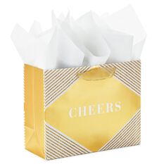 Hallmark 6 Small Gift Bag with Tissue Paper (Gold Glitter Cheers