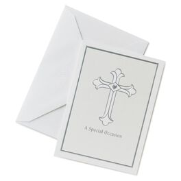 Silver Cross Invitations, Pack of 10, Silver Cross Invitations, Pack of 10, , large
