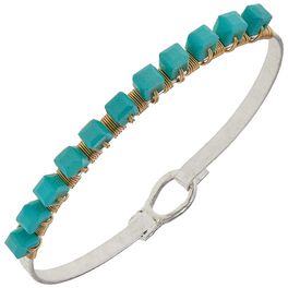 Aqua Beaded Bangle Bracelet, Aqua Beaded Bangle Bracelet, , large