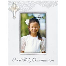 First Communion Wood Picture Frame With Cross, 4x6, First Communion Wood Picture Frame With Cross, 4x6, , large