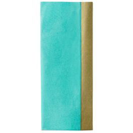 Gold/Aqua Blue Reversible Tissue Paper, 4 Sheets, Gold/Aqua Blue Reversible Tissue Paper, 4 Sheets, , large