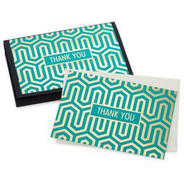 Teal Blue Geometric Thank You Notes, Pack of 10, Teal Blue Geometric Thank You Notes, Pack of 10, , large