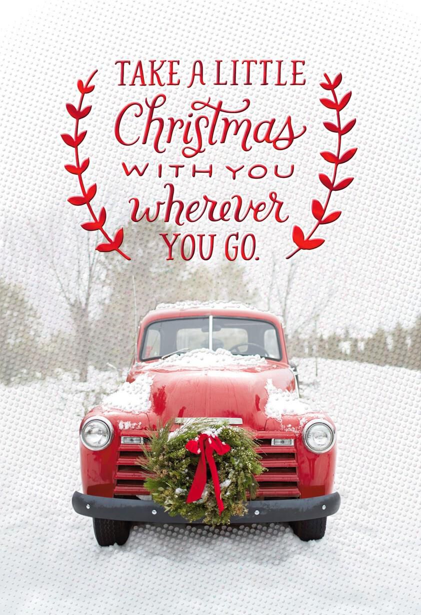 Vintage Red Pickup Truck Christmas Card - Greeting Cards ...