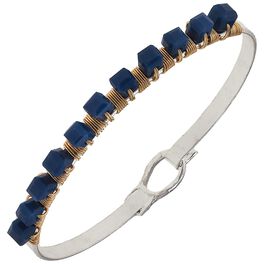 Navy Beaded Bangle Bracelet, Navy Beaded Bangle Bracelet, , large