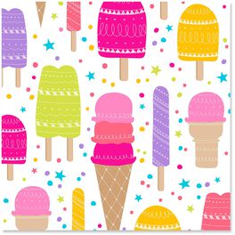 Ice Cream Cones and Popsicles Wrapping Paper Roll, 27 sq. ft., Ice Cream Cones and Popsicles Wrapping Paper Roll, 27 sq. ft., , large