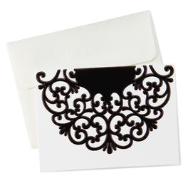 Black Scroll Flap Thank You Notes, Pack of 10, Black Scroll Flap Thank You Notes, Pack of 10, , large