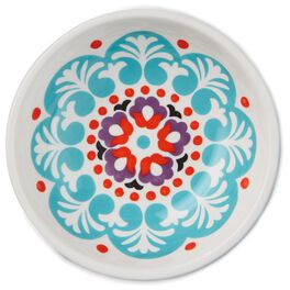 Turquoise Blue, Red and Purple Flowers Ceramic Tidbit Bowl, Turquoise Blue, Red and Purple Flowers Ceramic Tidbit Bowl, , large