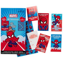 Spider-Man Kids' Valentines With Stickers, 32 Pack, Spider-Man Kids' Valentines With Stickers, 32 Pack, , large