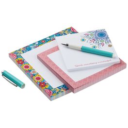 Catalina Estrada Blue Floral Memo Pads With Pen, Set of 3, Catalina Estrada Blue Floral Memo Pads With Pen, Set of 3, , large