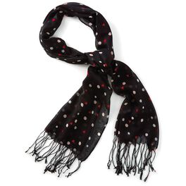 Black Scarf With Hearts and Dots, Black Scarf With Hearts and Dots, , large