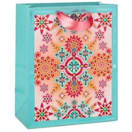 Catalina Estrada Turquoise and Pink Kaleidoscope Medium Gift Bag, 9.5", Catalina Estrada Turquoise and Pink Kaleidoscope Medium Gift Bag, 9.5", , large