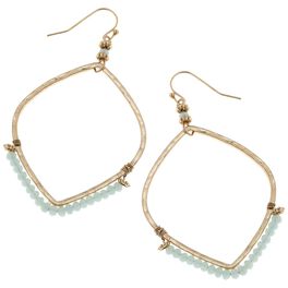 Aqua Beaded Hoop Earrings, Aqua Beaded Hoop Earrings, , large