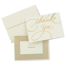 Gold Borders Thank You Notes, Box of 50, Gold Borders Thank You Notes, Box of 50, , large