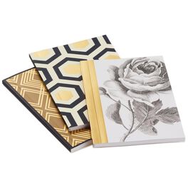 Classic Black and Gold Geometric Notebooks, Pack of 3, Classic Black and Gold Geometric Notebooks, Pack of 3, , large