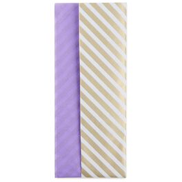 Gold Stripe/Purple Reversible Tissue Paper, 4 Sheets, Gold Stripe/Purple Reversible Tissue Paper, 4 Sheets, , large