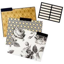 Classic Black and Gold Geometric File Folders, Set of 6, Classic Black and Gold Geometric File Folders, Set of 6, , large