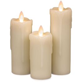 Mirage Flameless Mini Melted Pillar Candles, Set of 3, Mirage Flameless Mini Melted Pillar Candles, Set of 3, , large
