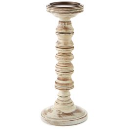 Medium Turned Wood Candle Holder, 12”, Medium Turned Wood Candle Holder, 12”, , large