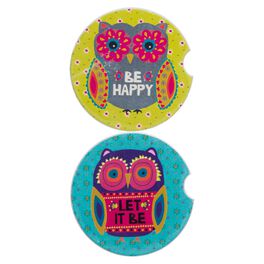 Natural Life Car Coaster Owls—Set of 2, Natural Life Car Coaster Owls—Set of 2, , large