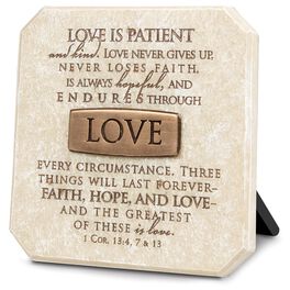 Love Stone Plaque - 1 Corinthians 13:4, 7, 13, Love Stone Plaque - 1 Corinthians 13:4, 7, 13, , large