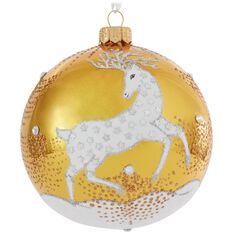 hallmark reindeer ornament ball gold