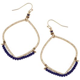 Navy Beaded Hoop Earrings, Navy Beaded Hoop Earrings, , large