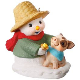 Snow Buddies Snowman and Pig Ornament, Snow Buddies Snowman and Pig Ornament, , large