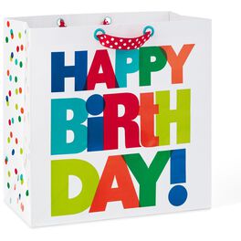 Happy Birthday Bold Colorful Letters X-Deep Gift Bag, 15", Happy Birthday Bold Colorful Letters X-Deep Gift Bag, 15", , large