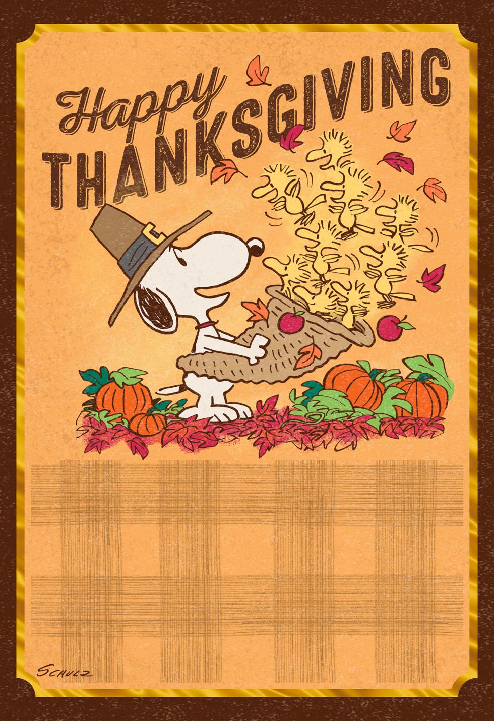 Peanuts® Snoopy and Woodstock Cornucopia Thanksgiving Card ...