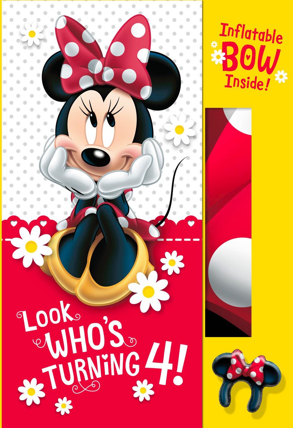 Minnie Mouse 4th Birthday Card With Inflatable Bow Greeting Cards Hallmark
