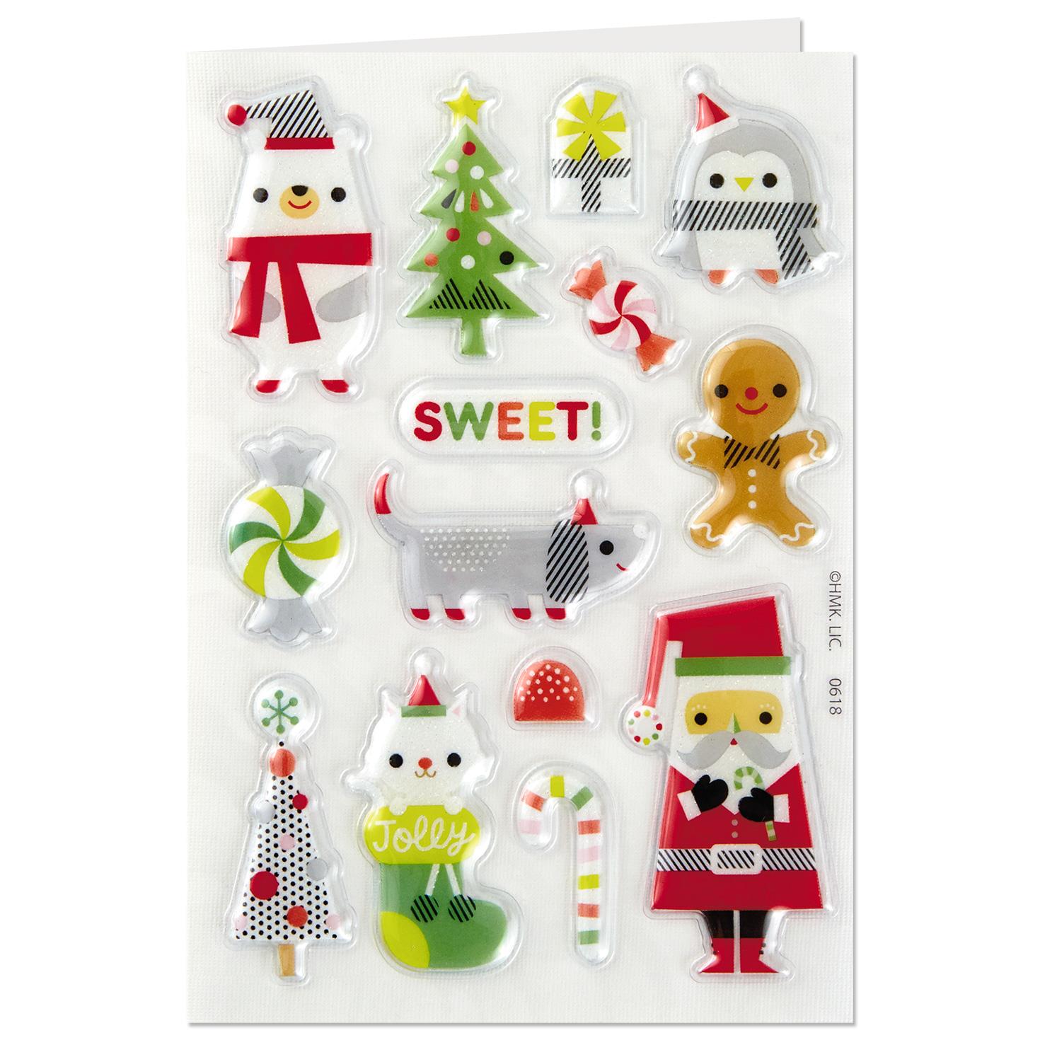 santa and friends christmas card with stickers greeting cards hallmark christmas stickers