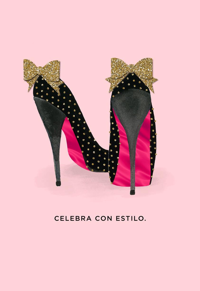 celebra con estilo black high heels spanish language card happy birthday